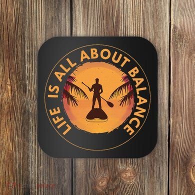 Paddleboarder On Sup Paddle Board For Standup Paddling Coaster