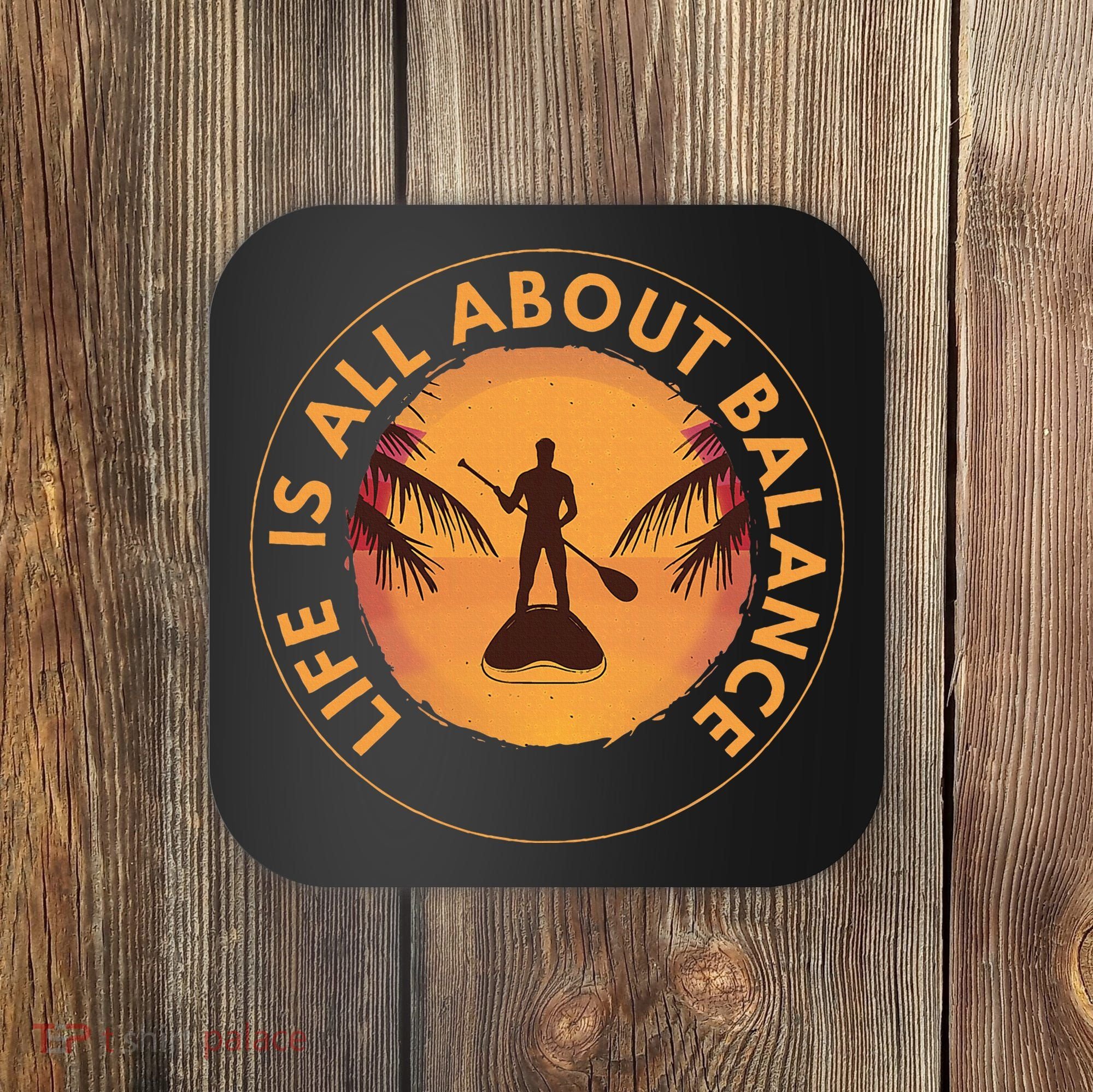 Paddleboarder On Sup Paddle Board For Standup Paddling Coaster