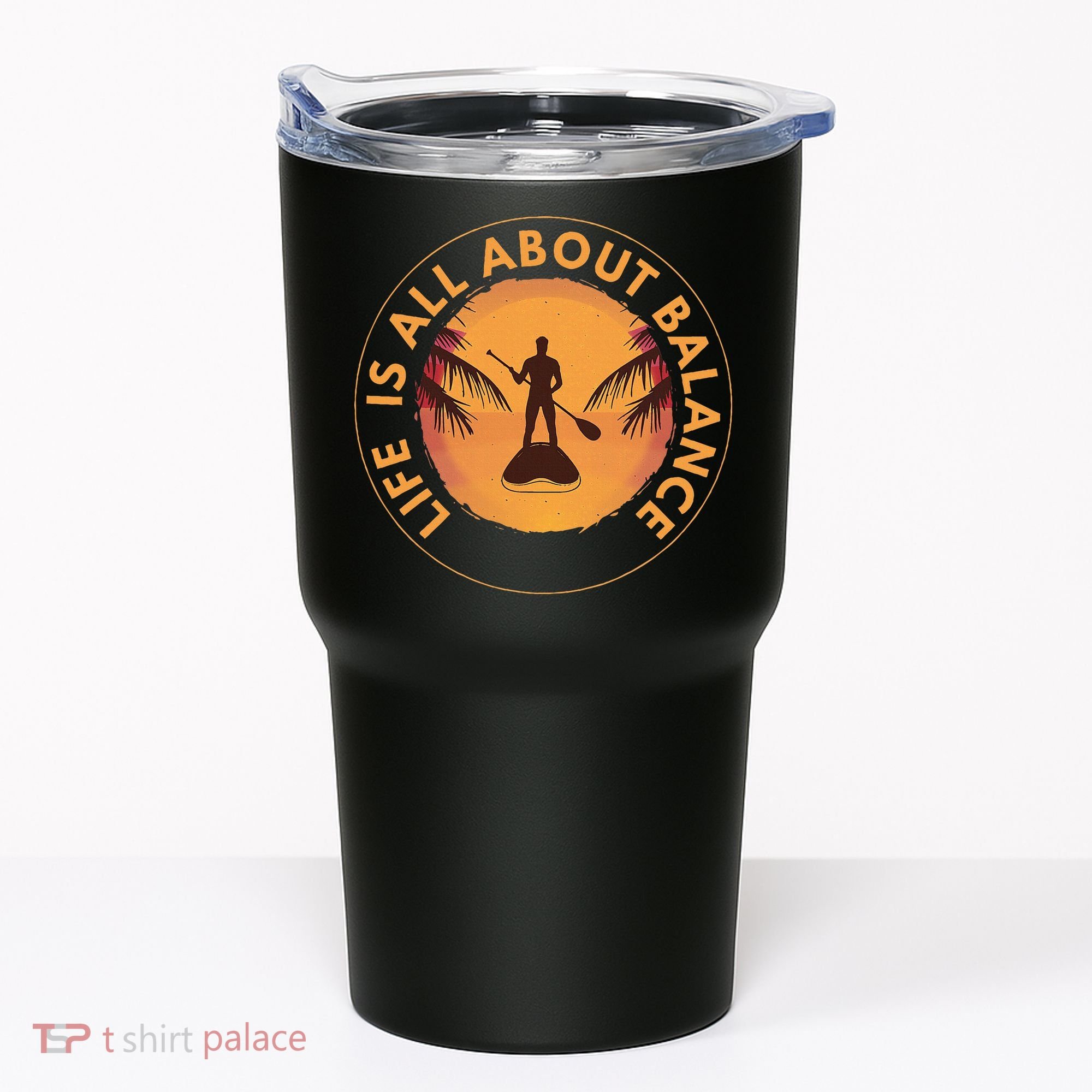 Paddleboarder On Sup Paddle Board For Standup Paddling Tumbler
