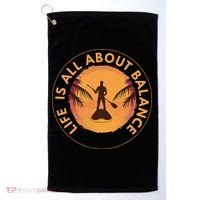 Paddleboarder On Sup Paddle Board For Standup Paddling Golf Towel thumb 0