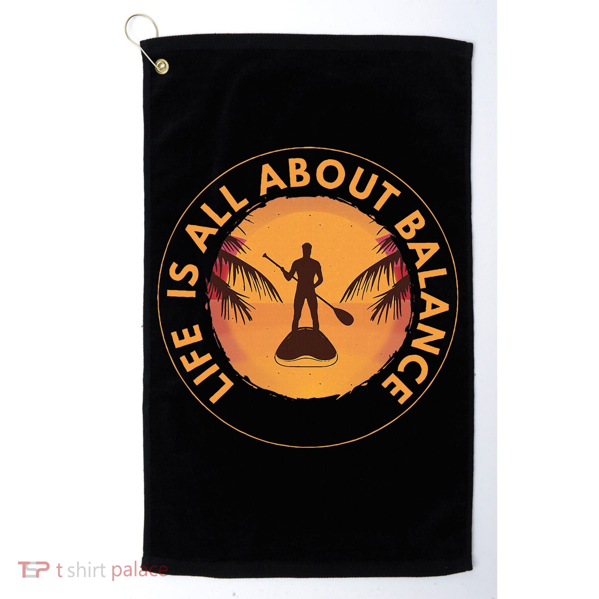 Paddleboarder On Sup Paddle Board For Standup Paddling Golf Towel