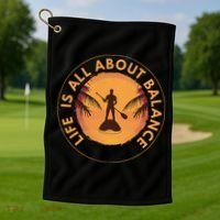 Paddleboarder On Sup Paddle Board For Standup Paddling Golf Towel thumb 1
