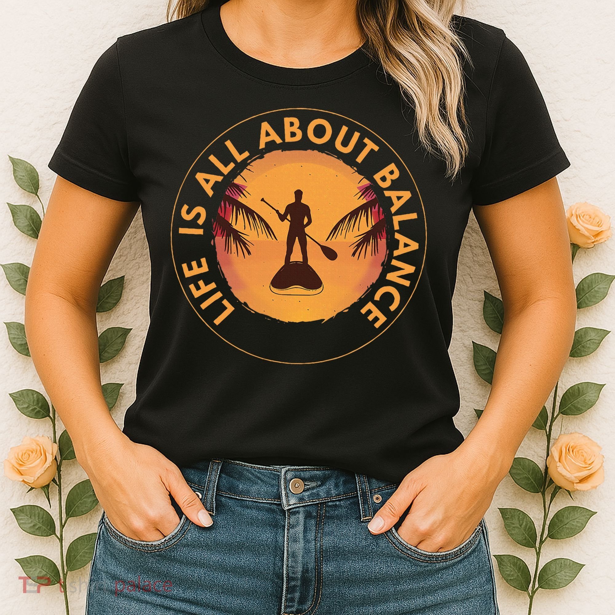 Paddleboarder On Sup Paddle Board For Standup Paddling Women's T-Shirt