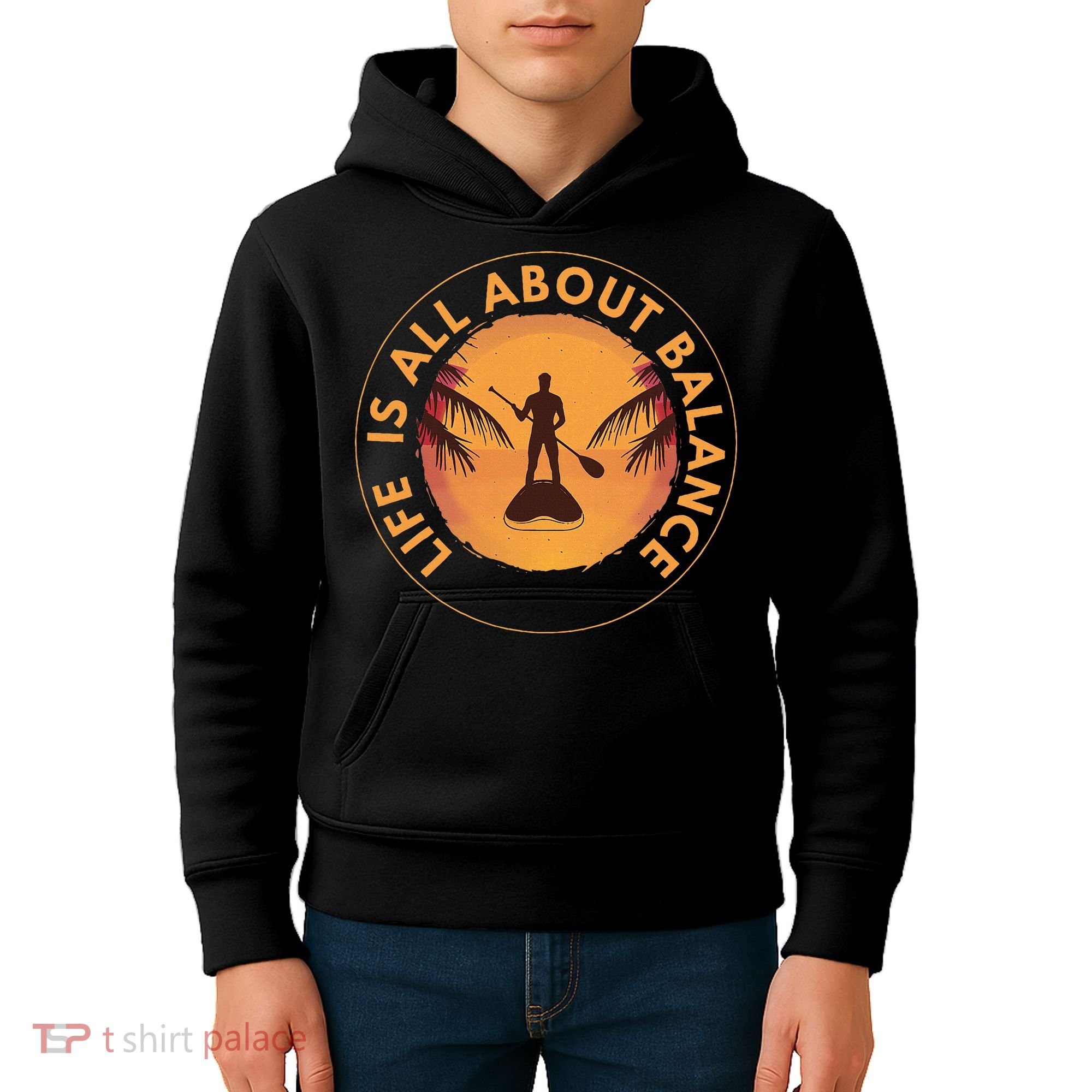 Paddleboarder On Sup Paddle Board For Standup Paddling Kids Hoodie