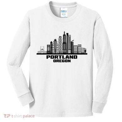 Portland Oregon State Skyline Kids Long Sleeve Shirt