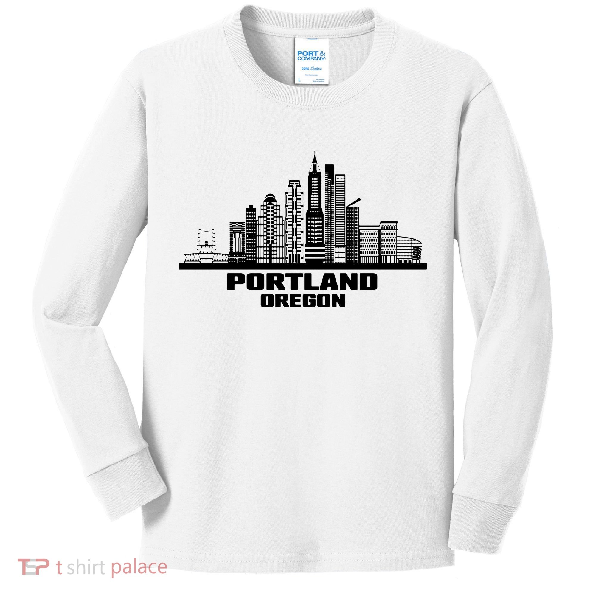 Portland Oregon State Skyline Kids Long Sleeve Shirt