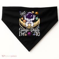 Peace Out Single Digits I'm 10 Years Old Birthday Astronaut USA-Made Doggie Bandana thumb 0