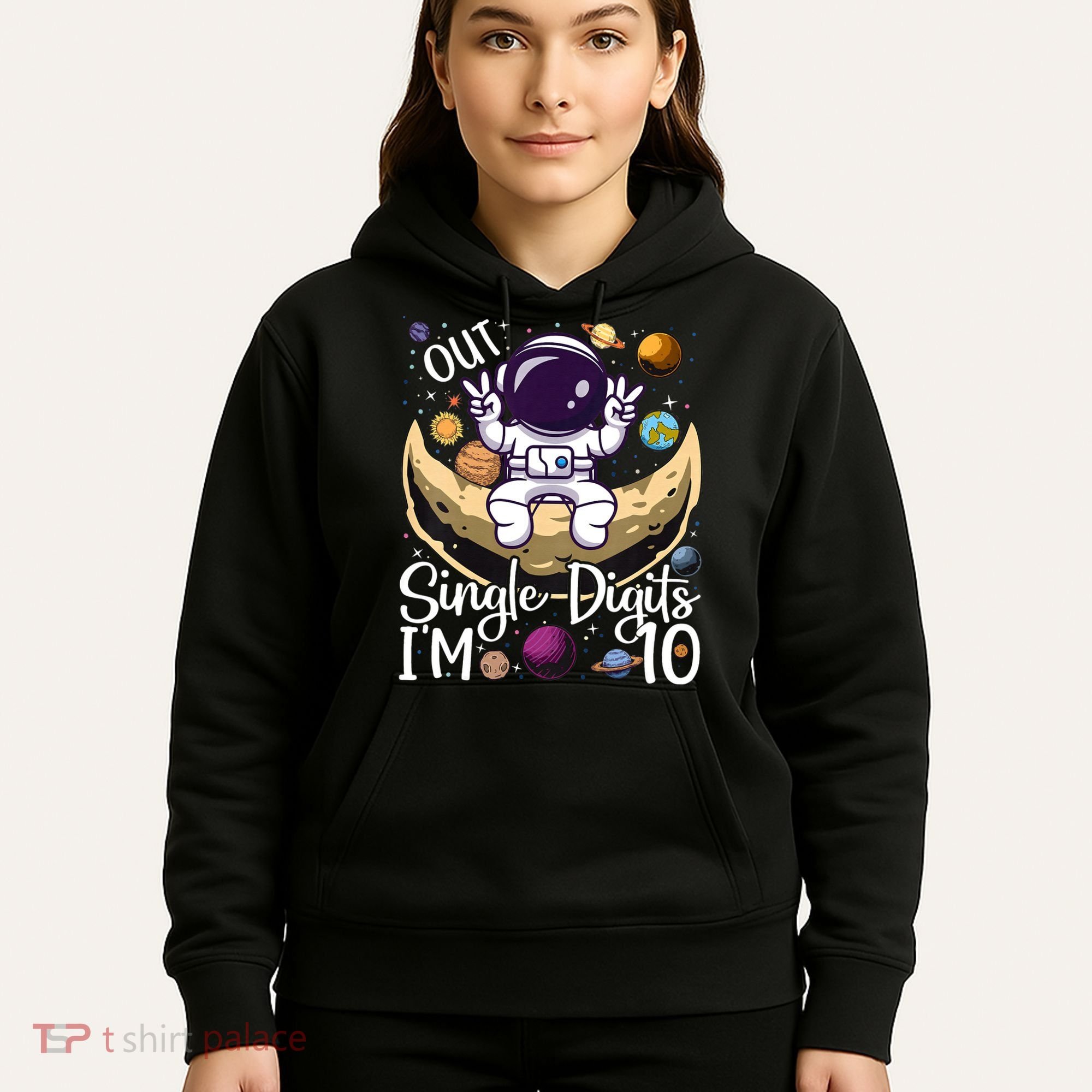 Peace Out Single Digits I'm 10 Years Old Birthday Astronaut Hoodie