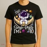 Peace Out Single Digits I'm 10 Years Old Birthday Astronaut T-Shirt thumb 3