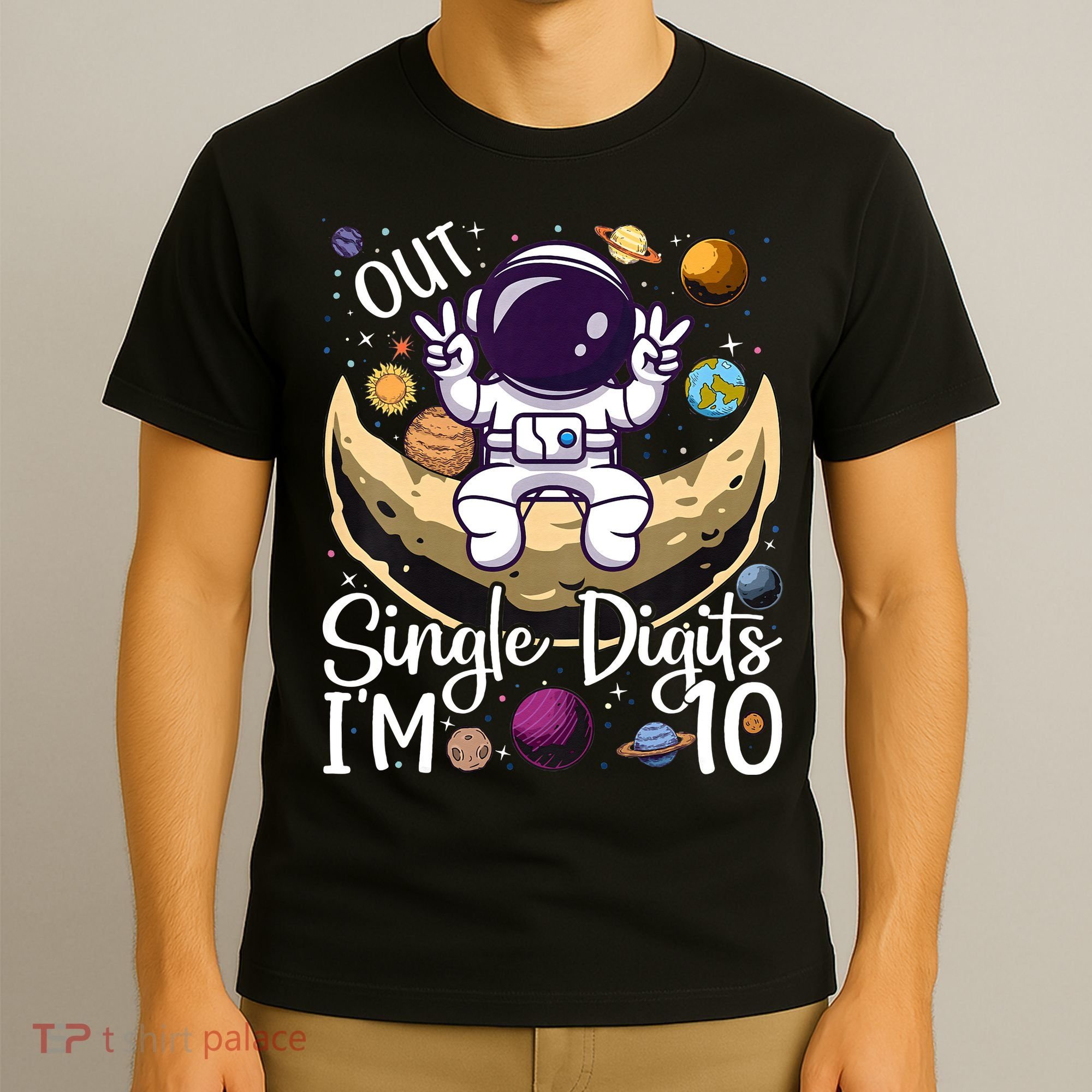 Peace Out Single Digits I'm 10 Years Old Birthday Astronaut T-Shirt
