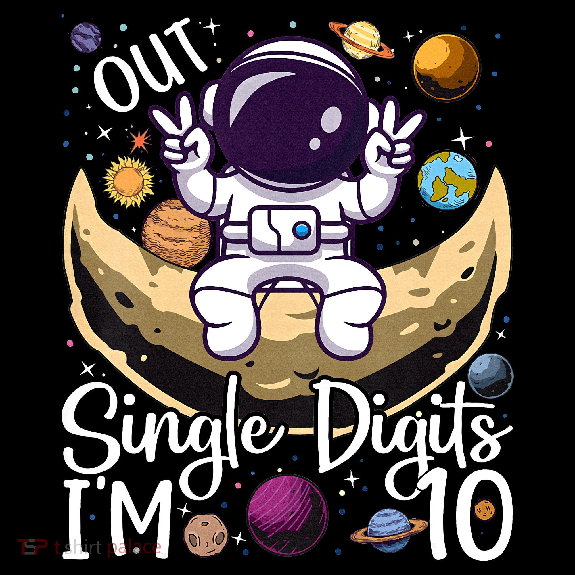 Peace Out Single Digits I'm 10 Years Old Birthday Astronaut Women's Hoodie