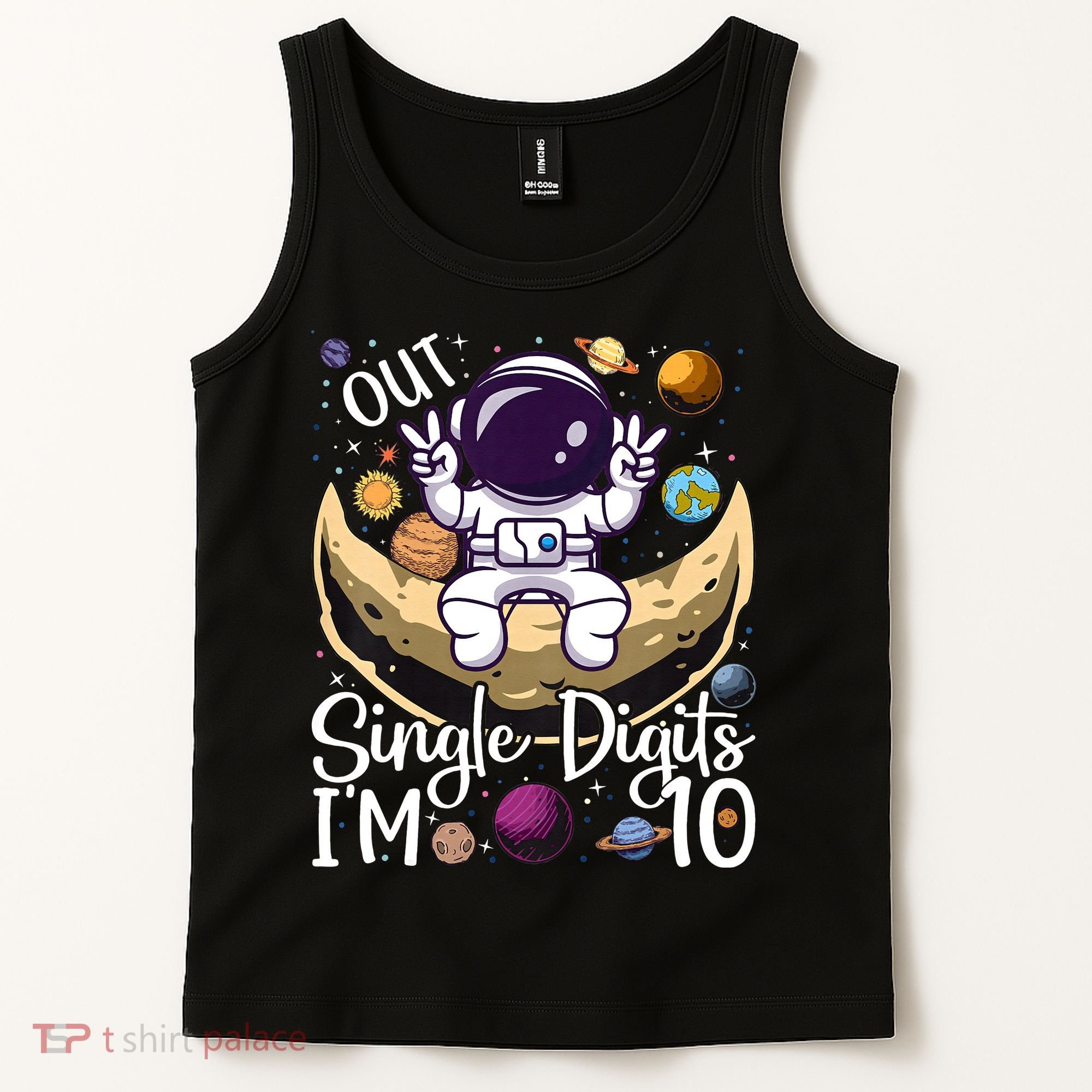 Peace Out Single Digits I'm 10 Years Old Birthday Astronaut Tank Top