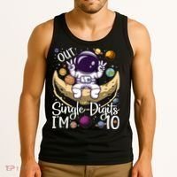 Peace Out Single Digits I'm 10 Years Old Birthday Astronaut Tank Top thumb 3