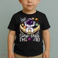 Peace Out Single Digits I'm 10 Years Old Birthday Astronaut Toddler T-Shirt thumb 2