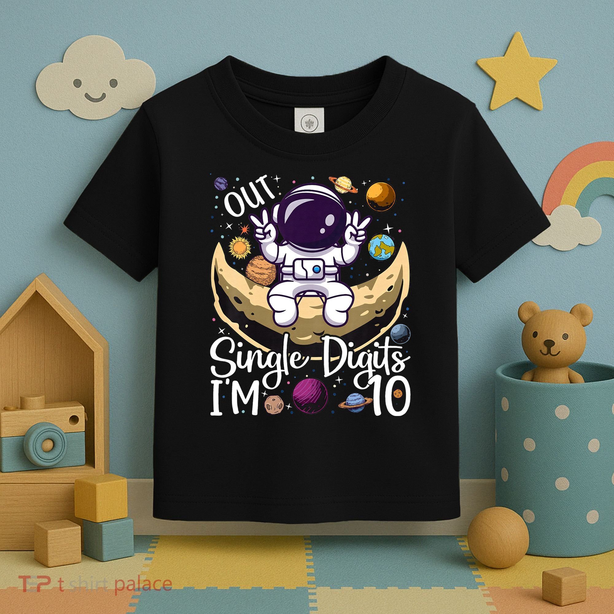 Peace Out Single Digits I'm 10 Years Old Birthday Astronaut Toddler T-Shirt
