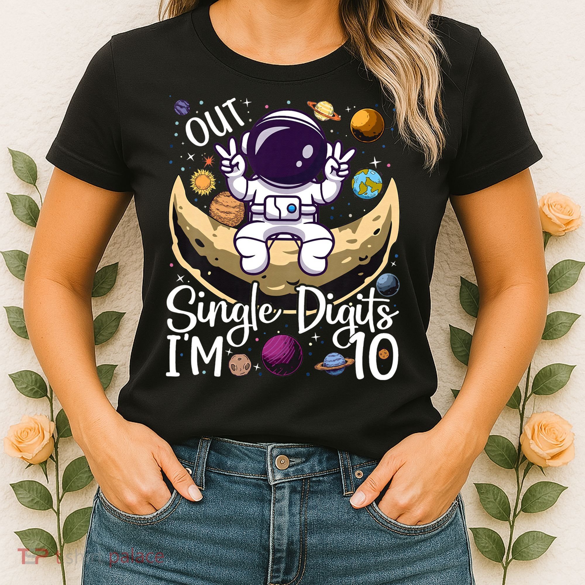 Peace Out Single Digits I'm 10 Years Old Birthday Astronaut Women's T-Shirt