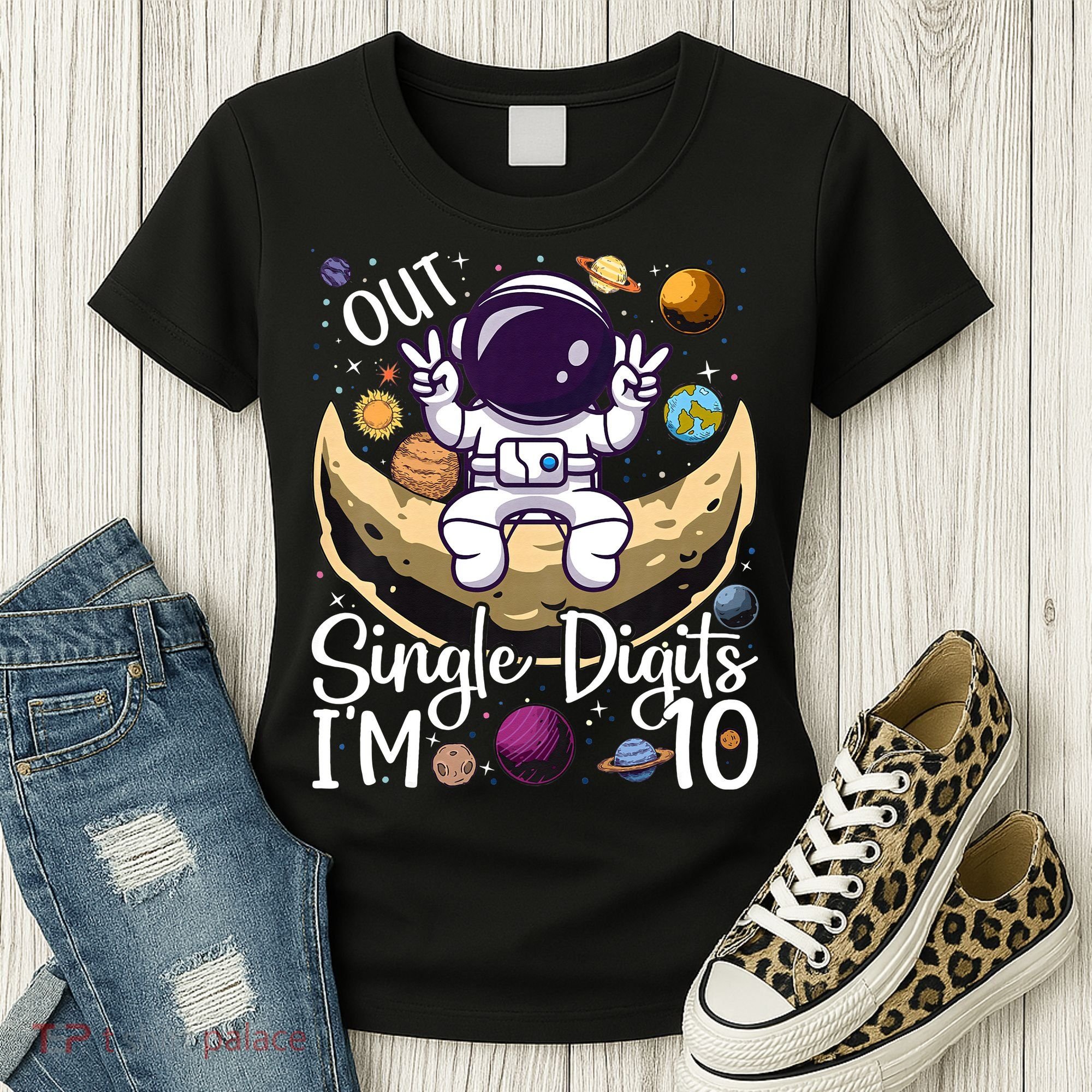 Peace Out Single Digits I'm 10 Years Old Birthday Astronaut Women's T-Shirt