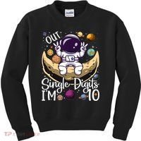 Peace Out Single Digits I'm 10 Years Old Birthday Astronaut Kids Sweatshirt thumb 0