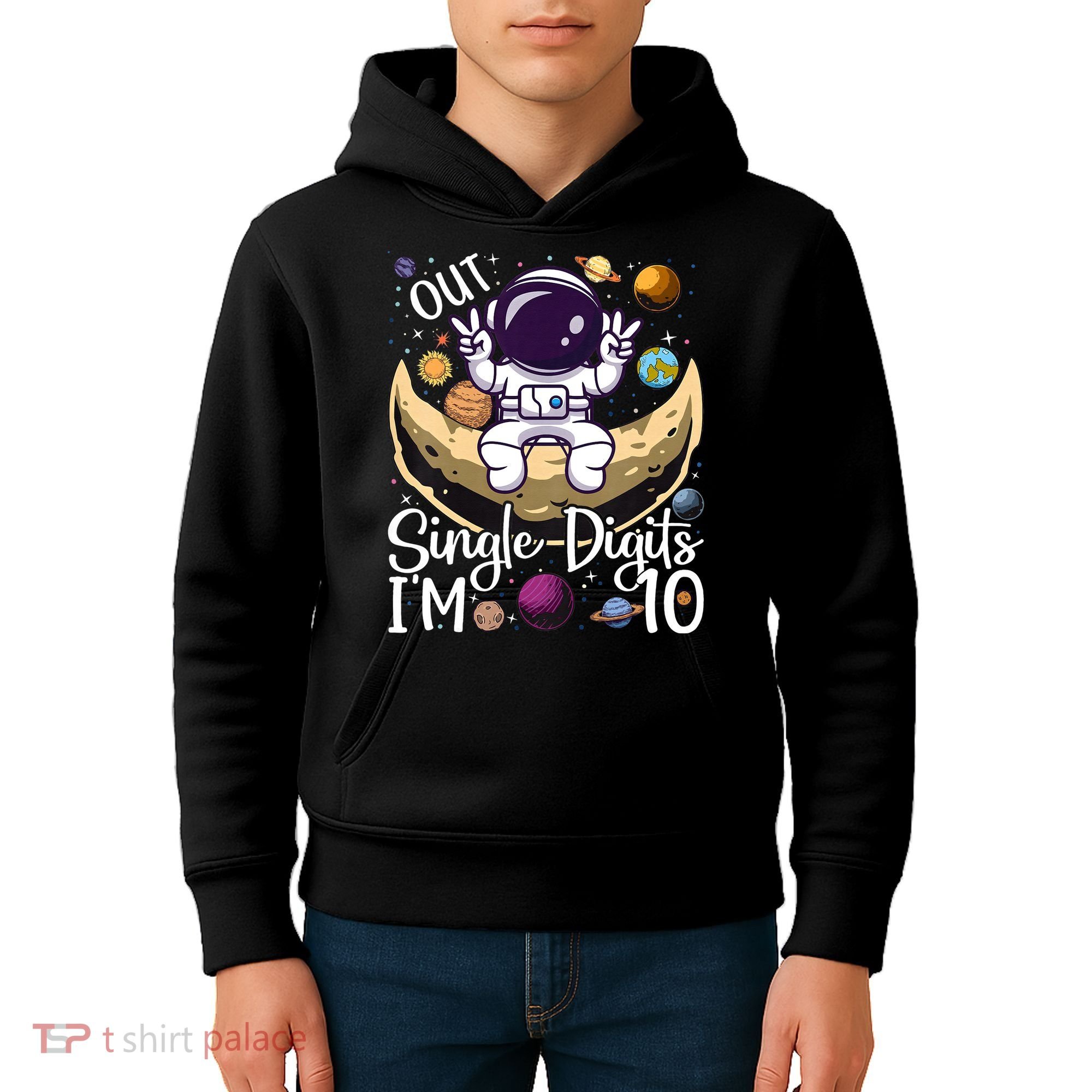 Peace Out Single Digits I'm 10 Years Old Birthday Astronaut Kids Hoodie