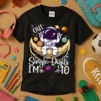 Peace Out Single Digits I'm 10 Years Old Birthday Astronaut Kids T-Shirt thumb 3