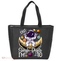 Peace Out Single Digits I'm 10 Years Old Birthday Astronaut Tote Bag thumb 0