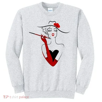 Posh Lady Smoking Cigarette Holder Sweatshirt