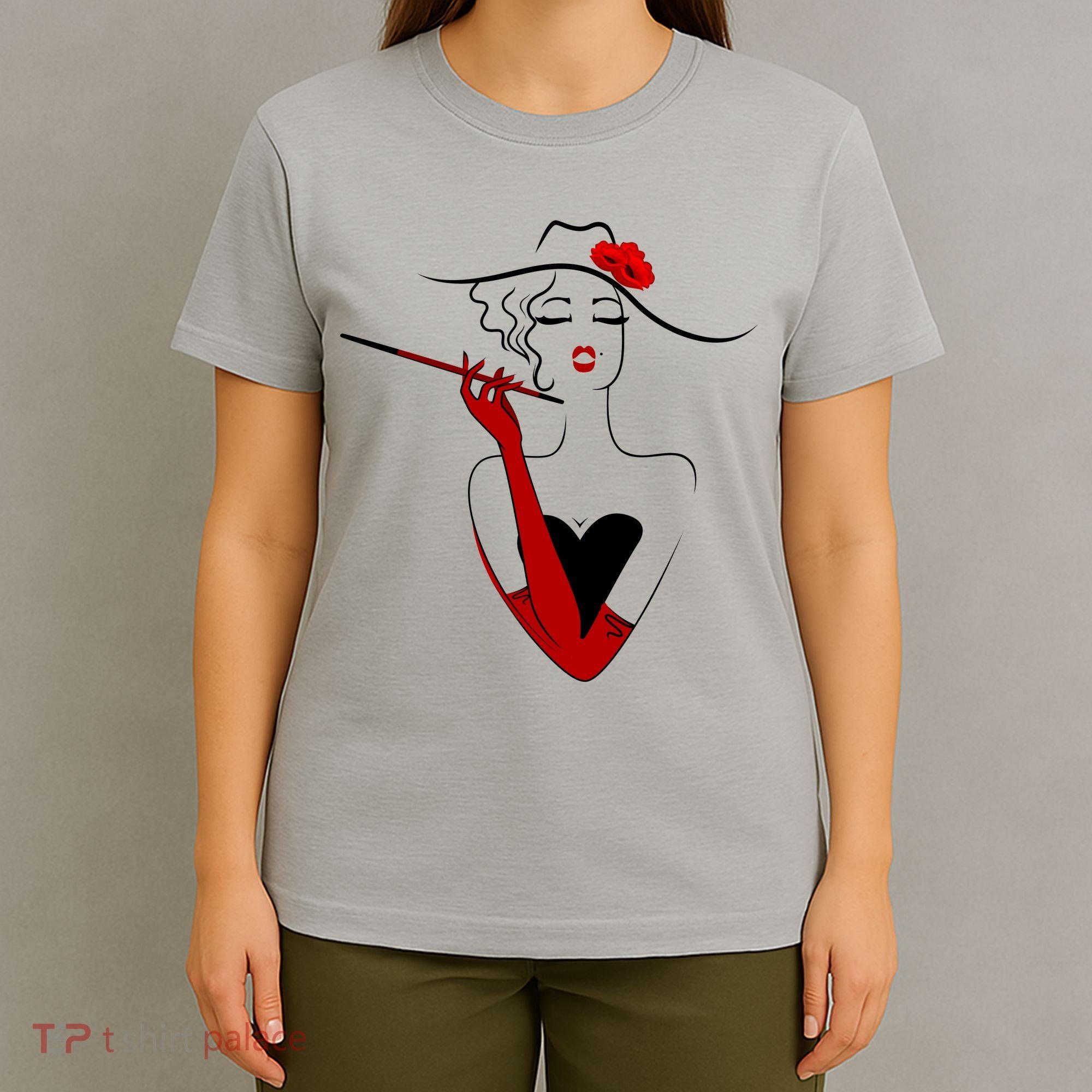 Posh Lady Smoking Cigarette Holder T-Shirt