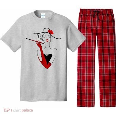 Posh Lady Smoking Cigarette Holder Pajama Set