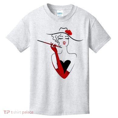 Posh Lady Smoking Cigarette Holder Kids T-Shirt
