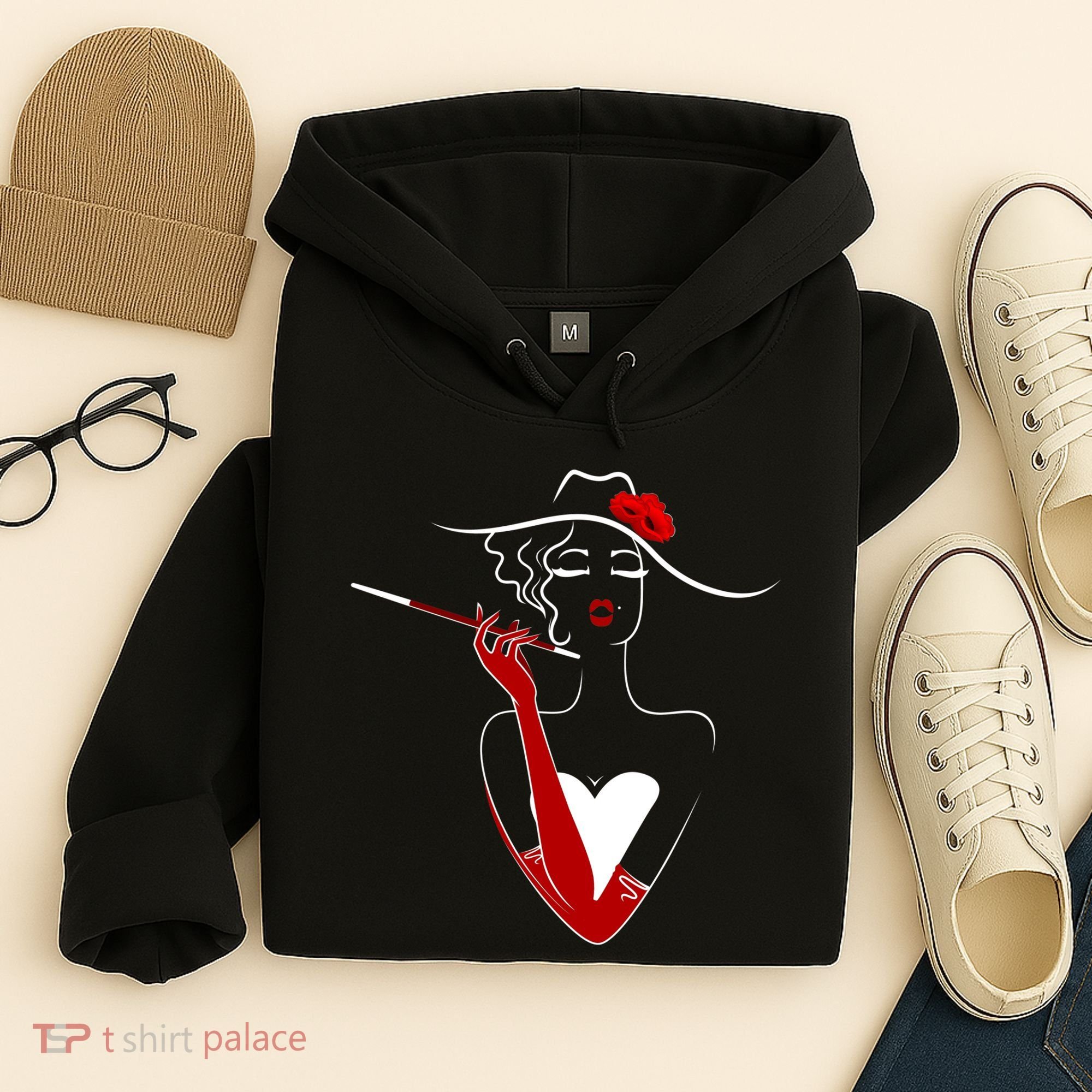Posh Lady Smoking Cigarette Holder Hoodie