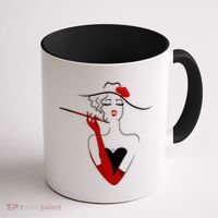 Posh Lady Smoking Cigarette Holder Coffee Mug thumb 1