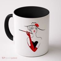 Posh Lady Smoking Cigarette Holder Coffee Mug thumb 0