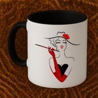 Posh Lady Smoking Cigarette Holder Coffee Mug thumb 2
