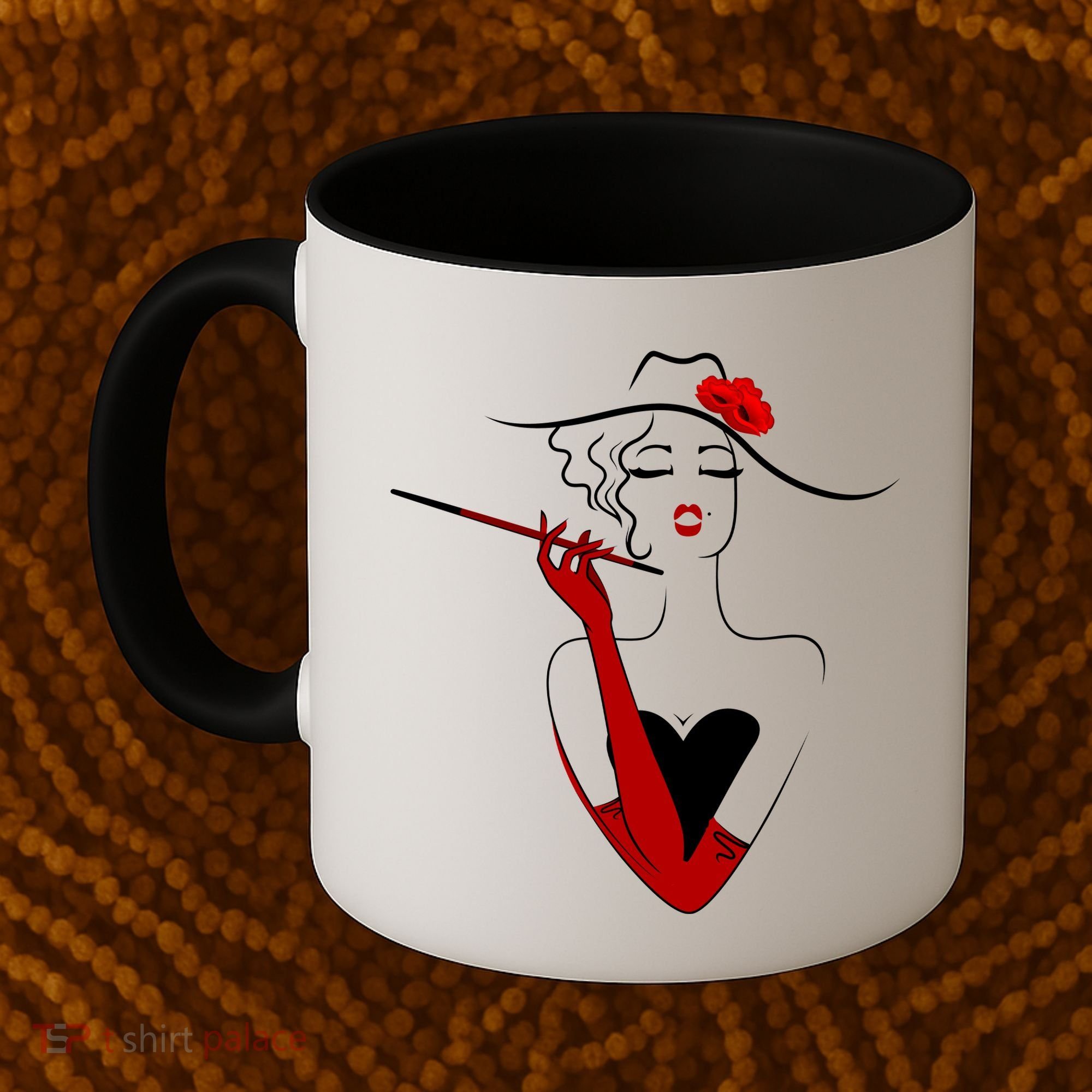 Posh Lady Smoking Cigarette Holder Coffee Mug