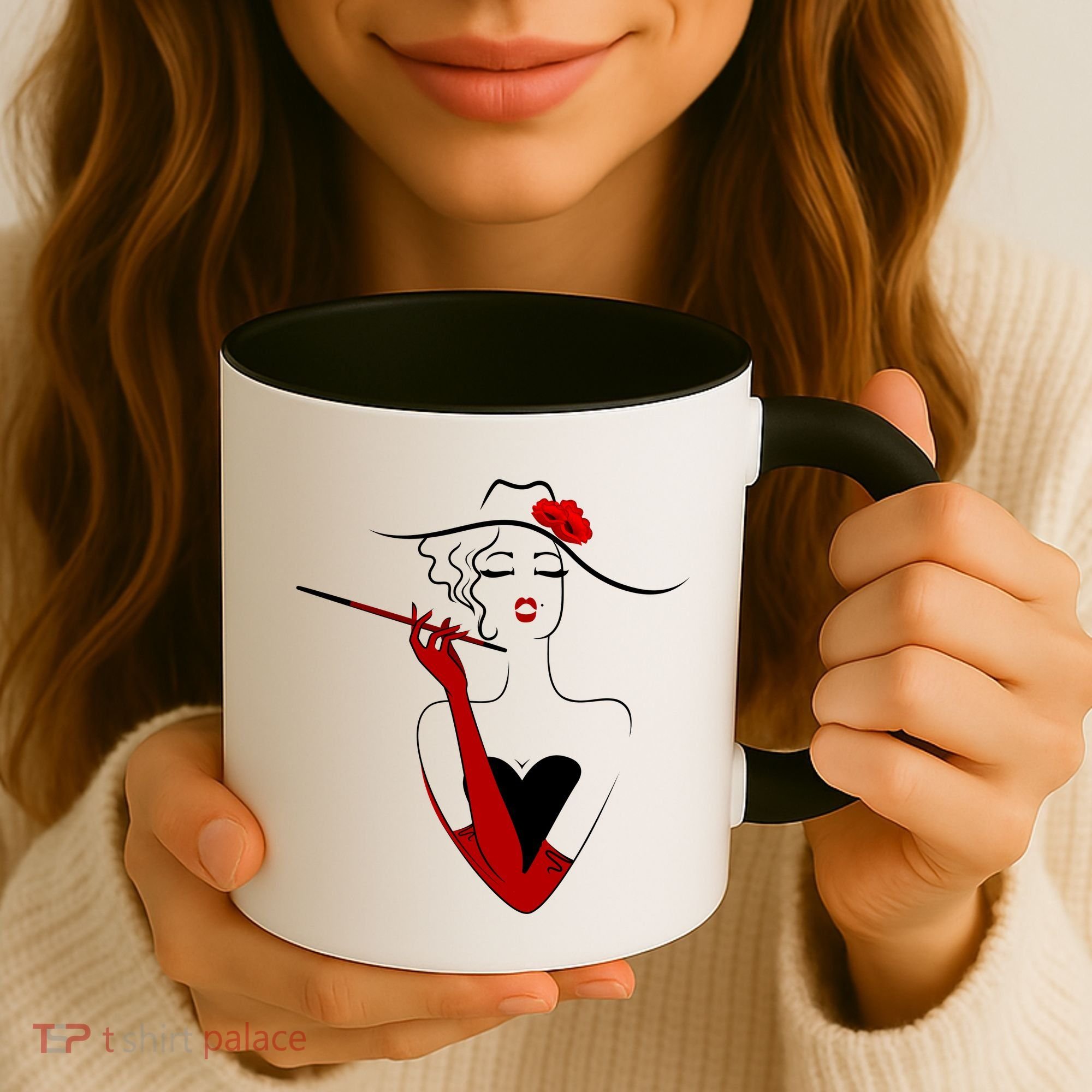 Posh Lady Smoking Cigarette Holder Coffee Mug