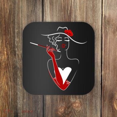 Posh Lady Smoking Cigarette Holder Coaster