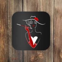 Posh Lady Smoking Cigarette Holder Coaster thumb 0