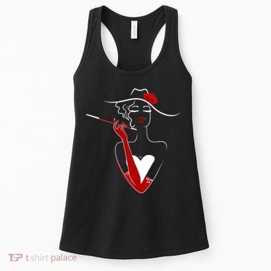 Posh Lady Smoking Cigarette Holder Women's Tank Top