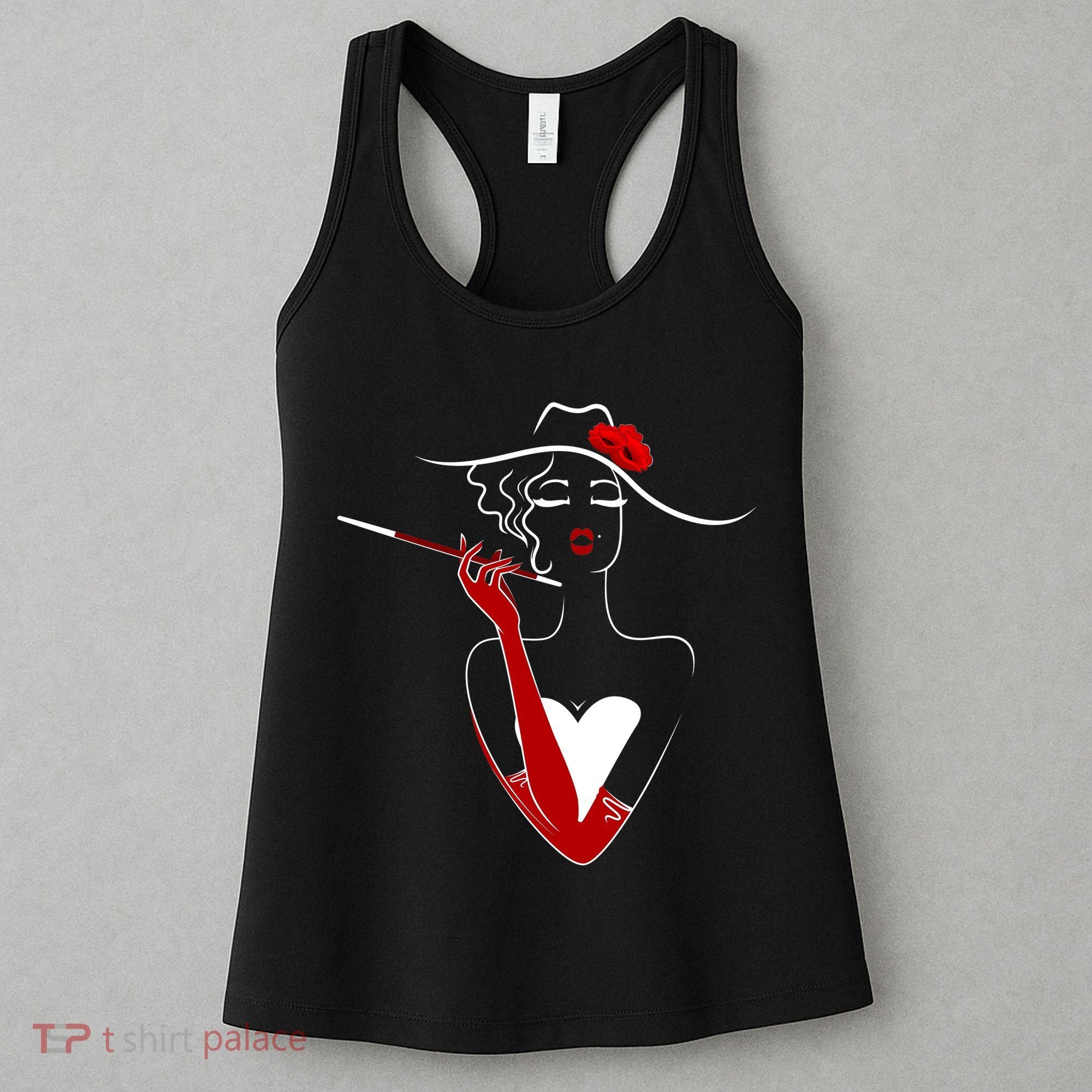 Posh Lady Smoking Cigarette Holder Women's Tank Top