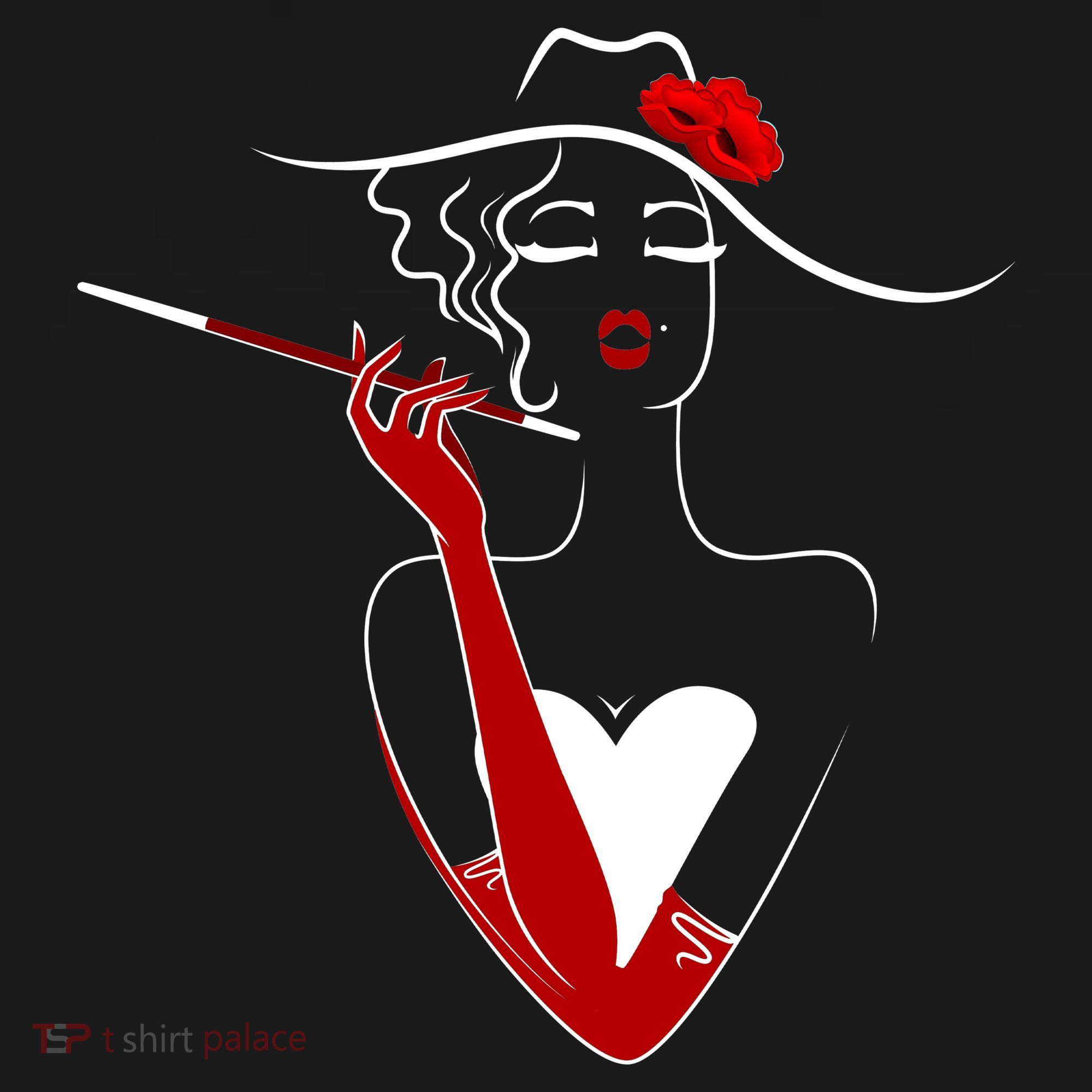 Posh Lady Smoking Cigarette Holder Women's Tank Top