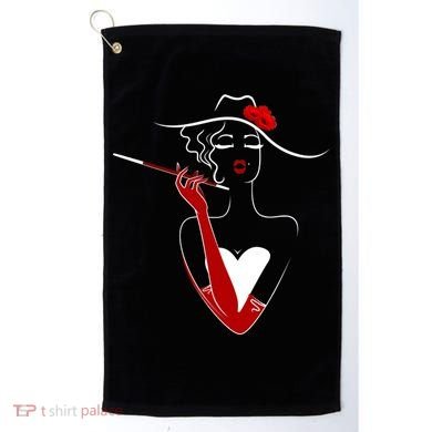 Posh Lady Smoking Cigarette Holder Golf Towel