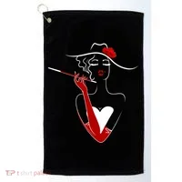 Posh Lady Smoking Cigarette Holder Golf Towel thumb 0