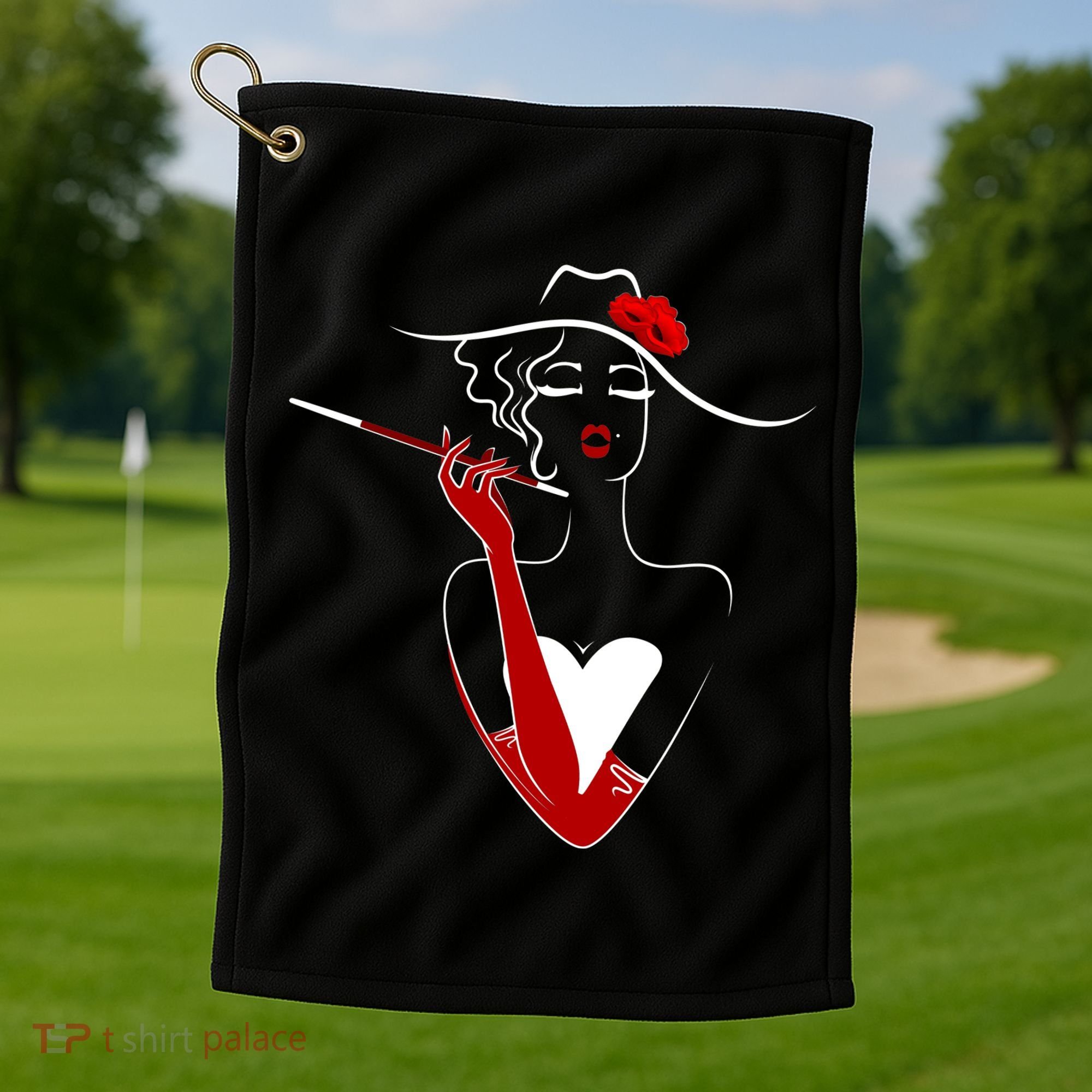 Posh Lady Smoking Cigarette Holder Golf Towel