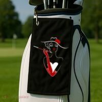 Posh Lady Smoking Cigarette Holder Golf Towel thumb 2