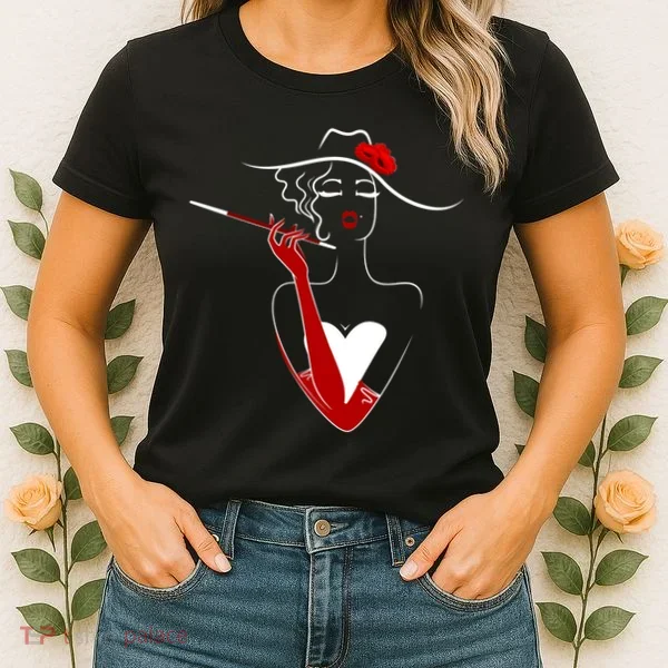 Posh Lady Smoking Cigarette Holder Women's T-Shirt