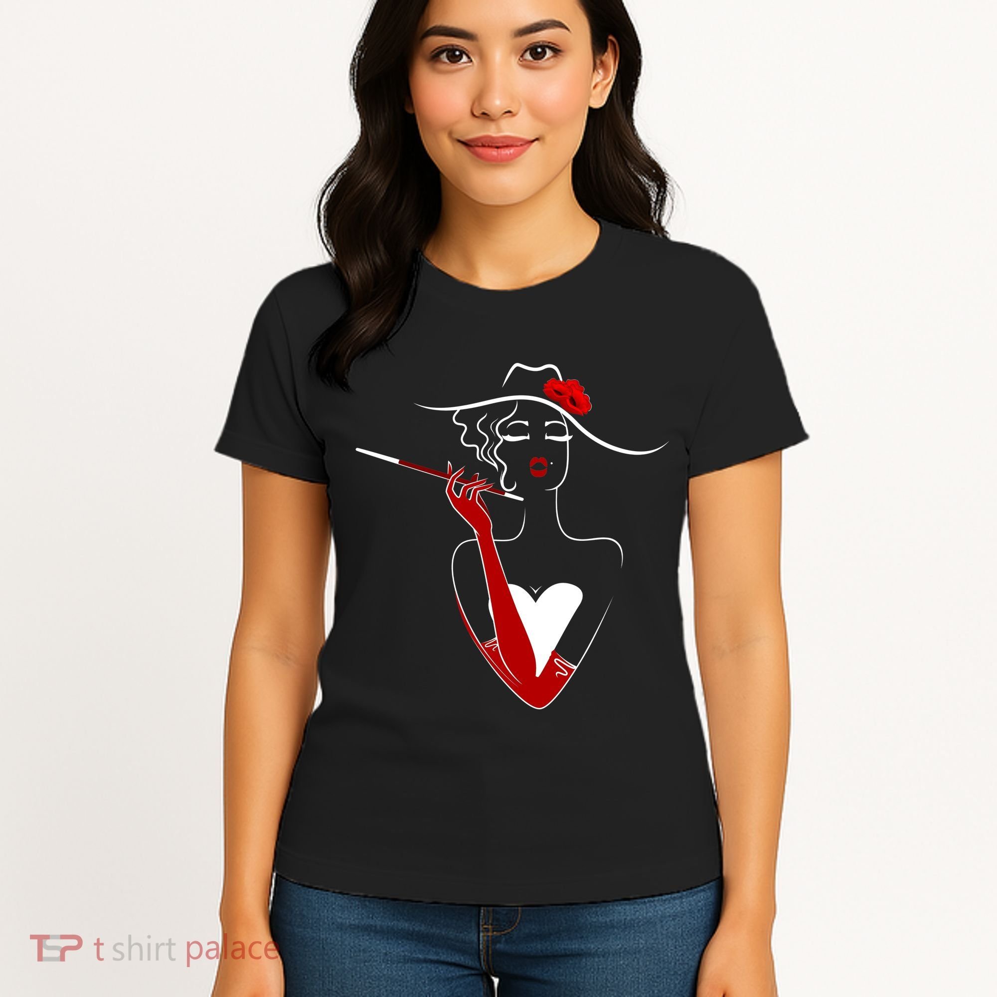 Posh Lady Smoking Cigarette Holder Women's T-Shirt