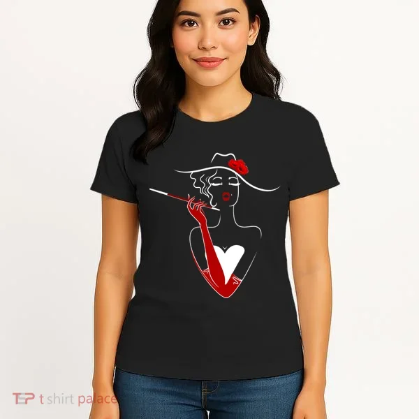 Posh Lady Smoking Cigarette Holder Women's T-Shirt