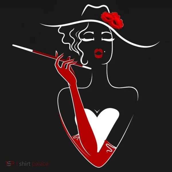 Posh Lady Smoking Cigarette Holder Women's T-Shirt