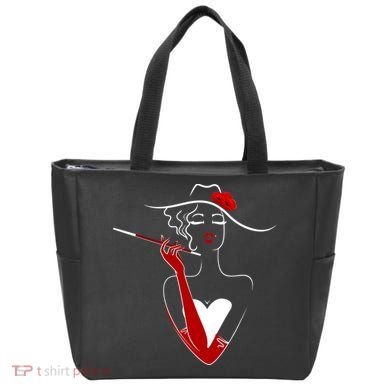 Posh Lady Smoking Cigarette Holder Tote Bag