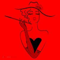 Posh Lady Smoking Cigarette Holder Santa Hat thumb 1